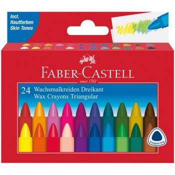 Мелки восковые Faber-Castell, 24цв., трехгранные, картонная упаковка Мелки восковые Faber-Castell, 24цв., трехгранные, картонная упаковка