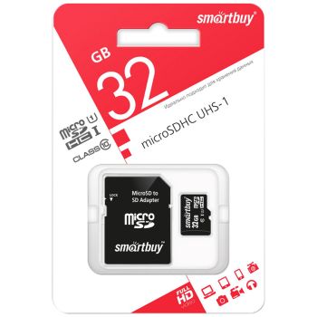 Карта памяти SmartBuy MicroSDHC 32GB UHS-1, Class 10, скорость чтения 30Мб/сек (с адаптером SD) Карта памяти SmartBuy MicroSDHC 32GB UHS-1, Class 10, скорость чтения 30Мб/сек (с адаптером SD)