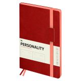 Ежедневник недатированный, B5, 136л., мягкий переплет, кожзам, BG "Personality. Red", красный, цветной срез, на резинке, карман