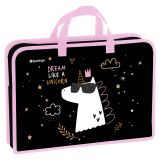 Папка с ручками 1 отделение, А4 Berlingo "Dream Like A Unicorn", 340*245*75мм, пластик, на молнии