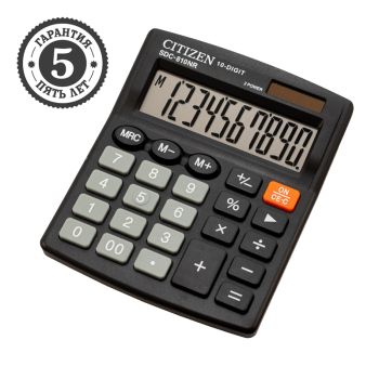 Калькулятор настольный Citizen SDC-810NR, 10 разрядов, двойное питание, 102*124*25мм, черный Калькулятор настольный Citizen SDC-810NR, 10 разрядов, двойное питание, 102*124*25мм, черный