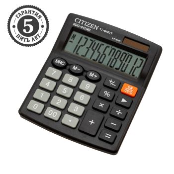 Калькулятор настольный Citizen SDC-812NR, 12 разрядов, двойное питание, 102*124*25мм, черный Калькулятор настольный Citizen SDC-812NR, 12 разрядов, двойное питание, 102*124*25мм, черный