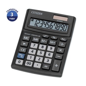 Калькулятор настольный Citizen Business Line CMB1001-BK, 10 разрядов, двойное питание, 102*137*31мм, черный Калькулятор настольный Citizen Business Line CMB1001-BK, 10 разрядов, двойное питание, 102*137*31мм, черный