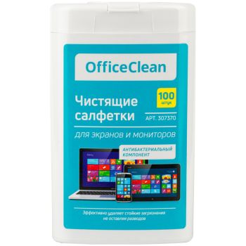 Влажные портативные чистящие салфетки OfficeClean для экранов и мониторов, 100шт. (малая плоская туба) Влажные портативные чистящие салфетки OfficeClean для экранов и мониторов, 100шт. (малая плоская туба)