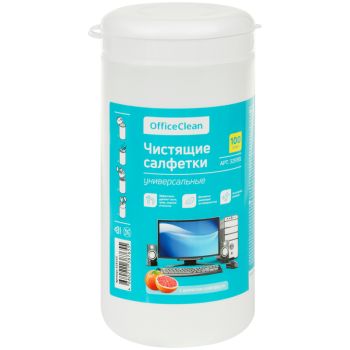 Салфетки чистящие влажные OfficeClean, универсальные, в тубе, с ароматом грейпфрута, 100шт. Салфетки чистящие влажные OfficeClean, универсальные, в тубе, с ароматом грейпфрута, 100шт.