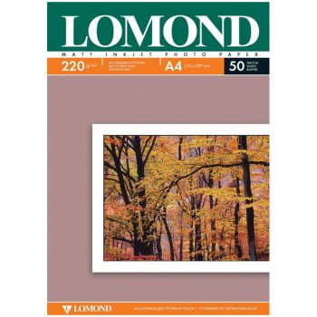 Фотобумага А4 для стр. принтеров Lomond, 220г/м2 (50л) матовая двусторонняя Фотобумага А4 для стр. принтеров Lomond, 220г/м2 (50л) матовая двусторонняя