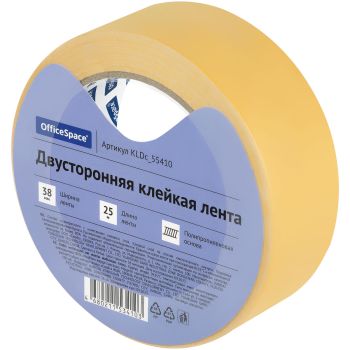 Клейкая лента двусторонняя OfficeSpace, 38мм*25м, полипропилен Клейкая лента двусторонняя OfficeSpace, 38мм*25м, полипропилен