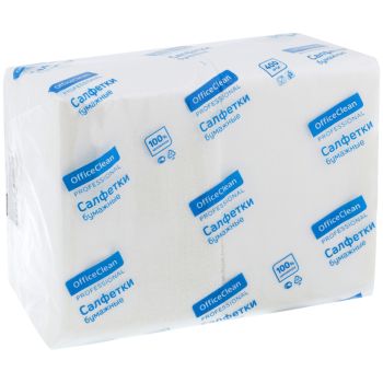 Салфетки бумажные OfficeClean Professional, 1 слойн., 24*24см, белые, 400шт. Салфетки бумажные OfficeClean Professional, 1 слойн., 24*24см, белые, 400шт.
