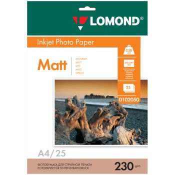 Фотобумага А4 для стр. принтеров Lomond, 230г/м2 (25л) матовая односторонняя Фотобумага А4 для стр. принтеров Lomond, 230г/м2 (25л) матовая односторонняя
