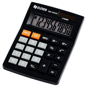Калькулятор настольный Eleven SDC-022SR, 10 разрядов, двойное питание, 88*127*23мм, черный Калькулятор настольный Eleven SDC-022SR, 10 разрядов, двойное питание, 88*127*23мм, черный