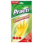Перчатки резиновые хозяйственные Paclan "Practi. Universal", разм. S, х/б напыление, желтые, пакет с европодвесом