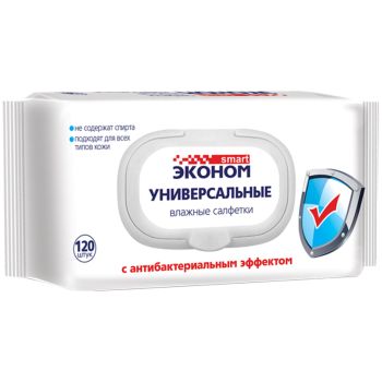 Салфетки влажные Эконом Smart, 120шт., антибактериальные Салфетки влажные Эконом Smart, 120шт., антибактериальные