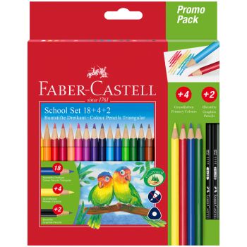 Карандаши цветные Faber-Castell, 18цв., трехгран., заточ.+ 4цв. + 2ч/г кар., картон, европодвес Карандаши цветные Faber-Castell, 18цв., трехгран., заточ.+ 4цв. + 2ч/г кар., картон, европодвес