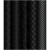 Упаковочная бумага глянц. 70*100см, MESHU "Pattern on black", 80г/м2, ассорти 5 дизайнов