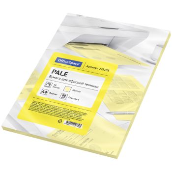 Бумага цветная OfficeSpace pale А4, 80г/м2, 50л. (желтый) Бумага цветная OfficeSpace pale А4, 80г/м2, 50л. (желтый)