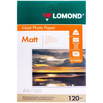 Фотобумага А4 для стр. принтеров Lomond, 120г/м2 (100л) матовая односторонняя Фотобумага А4 для стр. принтеров Lomond, 120г/м2 (100л) матовая односторонняя