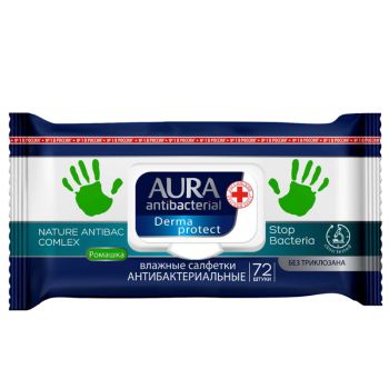 Салфетки влажные Aura Derma Protect, big-pack с крышкой, 15*20см, 72шт., антибакт. с ромашкой Салфетки влажные Aura Derma Protect, big-pack с крышкой, 15*20см, 72шт., антибакт. с ромашкой