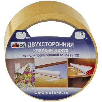 Клейкая лента двусторонняя Unibob, 38мм*10м, полипропилен, инд. упаковка Клейкая лента двусторонняя Unibob, 38мм*10м, полипропилен, инд. упаковка