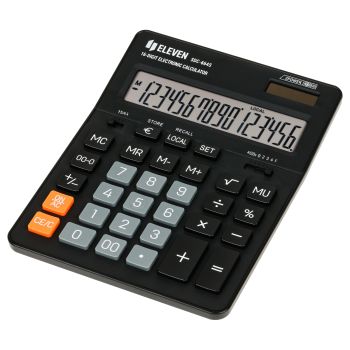 Калькулятор настольный Eleven SDC-664S, 16 разрядов, двойное питание, 155*205*36мм, черный Калькулятор настольный Eleven SDC-664S, 16 разрядов, двойное питание, 155*205*36мм, черный