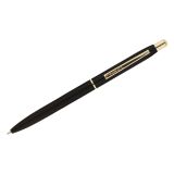 Ручка шариковая Luxor "Sterling" синяя, 0,7 мм, корпус черный/золото, кнопочный механизм, футляр