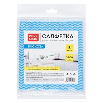 Салфетки для уборки OfficeClean, 5шт., вискоза, перфорированные, волна, 34*38см Салфетки для уборки OfficeClean, 5шт., вискоза, перфорированные, волна, 34*38см