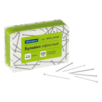 Булавки офисные OfficeSpace, 24мм, 500шт., картонная коробка Булавки офисные OfficeSpace, 24мм, 500шт., картонная коробка