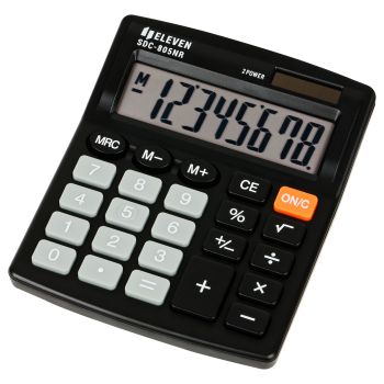 Калькулятор настольный Eleven SDC-805NR, 8 разр., двойное питание, 127*105*21мм, черный Калькулятор настольный Eleven SDC-805NR, 8 разр., двойное питание, 127*105*21мм, черный