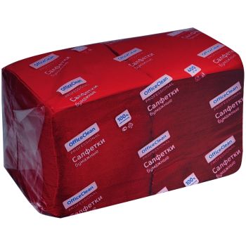 Салфетки бумажные OfficeClean Professional, 1 слойн., 24*24см, бордо, 400шт. Салфетки бумажные OfficeClean Professional, 1 слойн., 24*24см, бордо, 400шт.