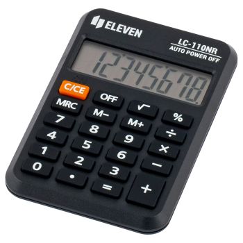 Калькулятор карманный Eleven LC-110NR, 8 разрядов, питание от батарейки, 58*88*11мм, черный Калькулятор карманный Eleven LC-110NR, 8 разрядов, питание от батарейки, 58*88*11мм, черный