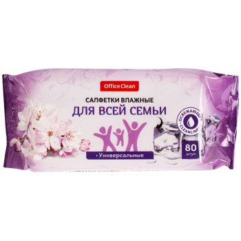 Салфетки влажные OfficeClean, 80шт., универсальные очищающие, для всей семьи Салфетки влажные OfficeClean, 80шт., универсальные очищающие, для всей семьи