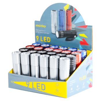 Фонарь Smartbuy display-box 24, светодиодный, алюминиевый, 9 LED, 3*ААА (не в комплекте) Фонарь Smartbuy display-box 24, светодиодный, алюминиевый, 9 LED, 3*ААА (не в комплекте)
