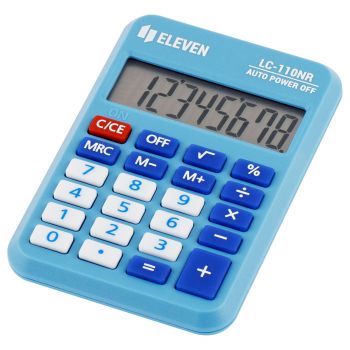 Калькулятор карманный Eleven LC-110NR-BL, 8 разрядов, питание от батарейки, 58*88*11мм, голубой Калькулятор карманный Eleven LC-110NR-BL, 8 разрядов, питание от батарейки, 58*88*11мм, голубой