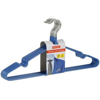 Вешалка-плечики OfficeClean, набор 10шт., металл/ПВХ, 40см, цвет синий Вешалка-плечики OfficeClean, набор 10шт., металл/ПВХ, 40см, цвет синий