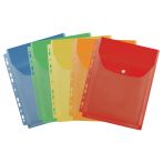 Папка-вкладыш с перфорацией на кнопке OfficeSpace А4, ПВХ, 180мкм, расширяющаяся до 250л., цветная, ассорти