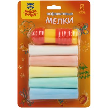 Мелки цветные для асфальта Мульти-Пульти, 5шт., 5цв., круглые, с держателем, блистер Мелки цветные для асфальта Мульти-Пульти, 5шт., 5цв., круглые, с держателем, блистер
