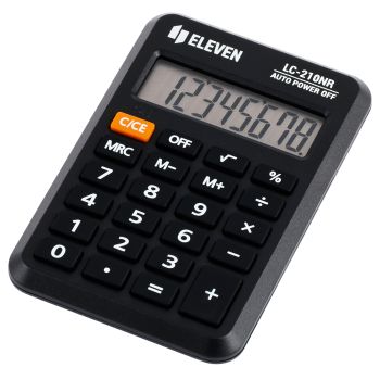 Калькулятор карманный Eleven LC-210NR, 8 разрядов, питание от батарейки, 64*98*12мм, черный Калькулятор карманный Eleven LC-210NR, 8 разрядов, питание от батарейки, 64*98*12мм, черный