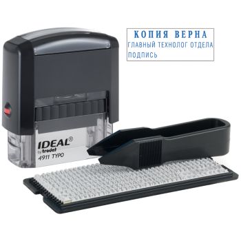 Штамп самонаборный Ideal, 3стр., 1 касса, пластик, 38*14мм, блистер (168224) Штамп самонаборный Ideal, 3стр., 1 касса, пластик, 38*14мм, блистер (168224)
