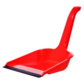 Совок для мусора Office Clean, высокая ручка, с резиновой кромкой, ширина 23см, цвет красный Совок для мусора Office Clean, высокая ручка, с резиновой кромкой, ширина 23см, цвет красный