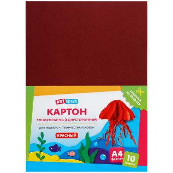 Картон цветной А4, ArtSpace, 10л., тонированный, красный, 180г/м2 Картон цветной А4, ArtSpace, 10л., тонированный, красный, 180г/м2
