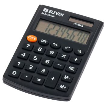 Калькулятор карманный Eleven SLD-200NR, 8 разрядов, двойное питание, 62*98*10мм, черный Калькулятор карманный Eleven SLD-200NR, 8 разрядов, двойное питание, 62*98*10мм, черный