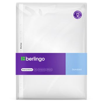 Папка-вкладыш с перфорацией Berlingo, А4, 30мкм, глянцевая Папка-вкладыш с перфорацией Berlingo, А4, 30мкм, глянцевая