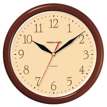 Часы настенные ход плавный, Troyka 21234287, круглые, 24*24*3, коричневая рамка Часы настенные ход плавный, Troyka 21234287, круглые, 24*24*3, коричневая рамка