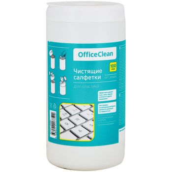 Салфетки чистящие влажные OfficeClean, для пластика, в тубе, 100шт. Салфетки чистящие влажные OfficeClean, для пластика, в тубе, 100шт.