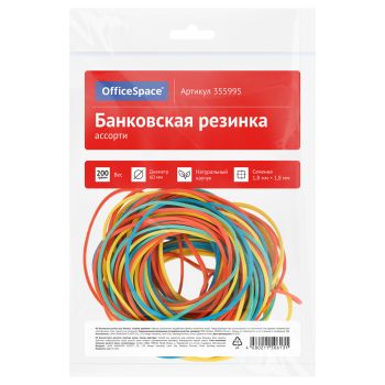 Банковская резинка 200г OfficeSpace, диаметр 60мм, ассорти, опп пакет с европодвесом Банковская резинка 200г OfficeSpace, диаметр 60мм, ассорти, опп пакет с европодвесом
