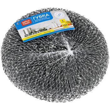 Губка для посуды OfficeClean, мега, металлическая, сетчатая, 1шт., 14,5*14,5см (100г) Губка для посуды OfficeClean, мега, металлическая, сетчатая, 1шт., 14,5*14,5см (100г)