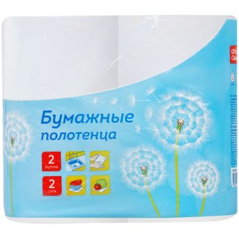 Полотенца бумажные в рулонах OfficeClean, 2-слойные, 2шт., 37,5м/рул., тиснение, белые Полотенца бумажные в рулонах OfficeClean, 2-слойные, 2шт., 37,5м/рул., тиснение, белые