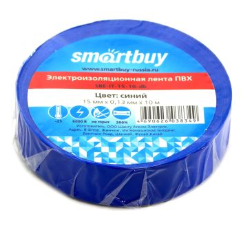 Изолента Smartbuy, 15мм*10м, 130мкм, синяя, инд. упаковка Изолента Smartbuy, 15мм*10м, 130мкм, синяя, инд. упаковка