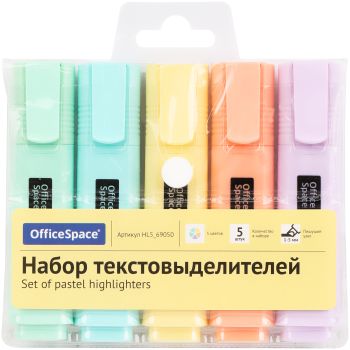 Набор текстовыделителей OfficeSpace 05цв., пастельные цвета, 1-5мм, европодвес Набор текстовыделителей OfficeSpace 05цв., пастельные цвета, 1-5мм, европодвес