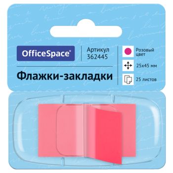 Флажки-закладки OfficeSpace, 25*45мм, 25л., розовый, в диспенсере, европодвес Флажки-закладки OfficeSpace, 25*45мм, 25л., розовый, в диспенсере, европодвес