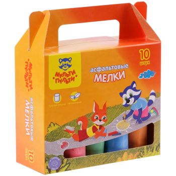 Мелки цветные для асфальта Мульти-Пульти, 10шт., 5цв., круглые картонная коробка Мелки цветные для асфальта Мульти-Пульти, 10шт., 5цв., круглые картонная коробка